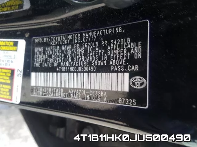 4T1B11HK0JU500490 фото 2