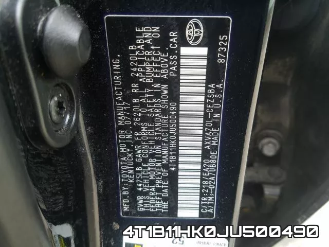4T1B11HK0JU500490 фото 10
