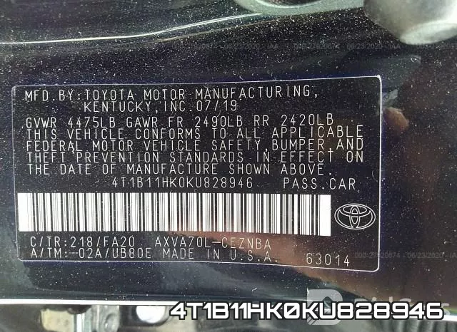 4T1B11HK0KU828946 фото 10