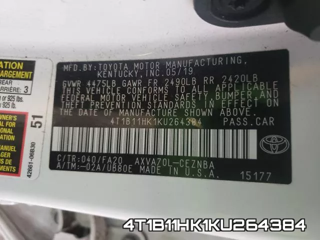 4T1B11HK1KU264384 фото 2
