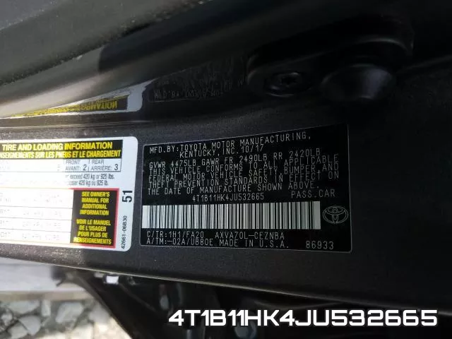 4T1B11HK4JU532665 фото 2
