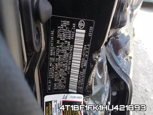 4T1BF1FK1HU421893 фото 2