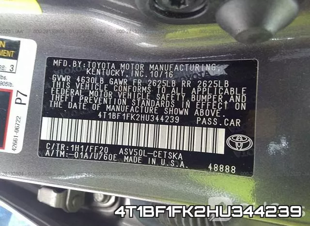 4T1BF1FK2HU344239 фото 10