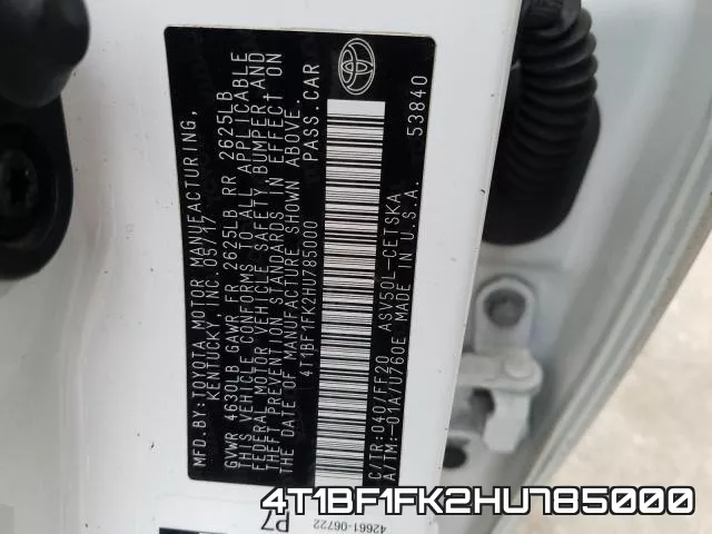 4T1BF1FK2HU785000 фото 2