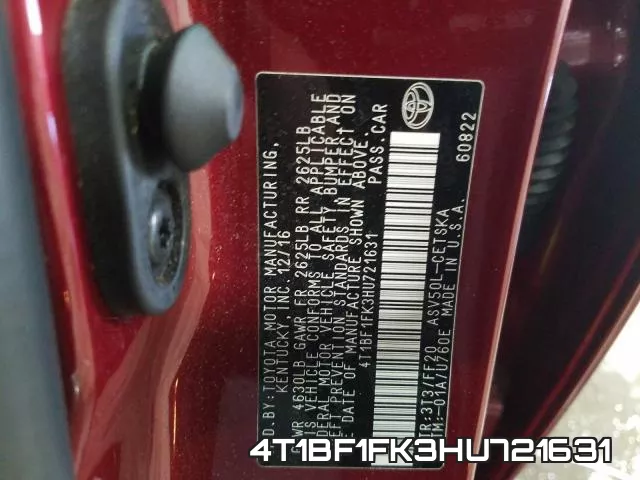 4T1BF1FK3HU721631 фото 2