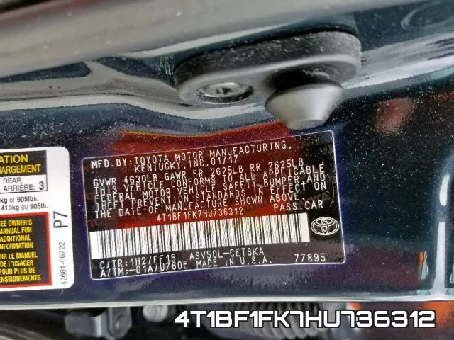 4T1BF1FK7HU736312 фото 2