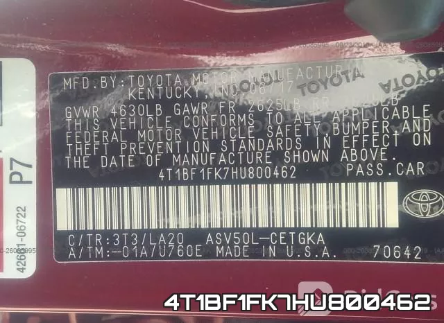 4T1BF1FK7HU800462 фото 10