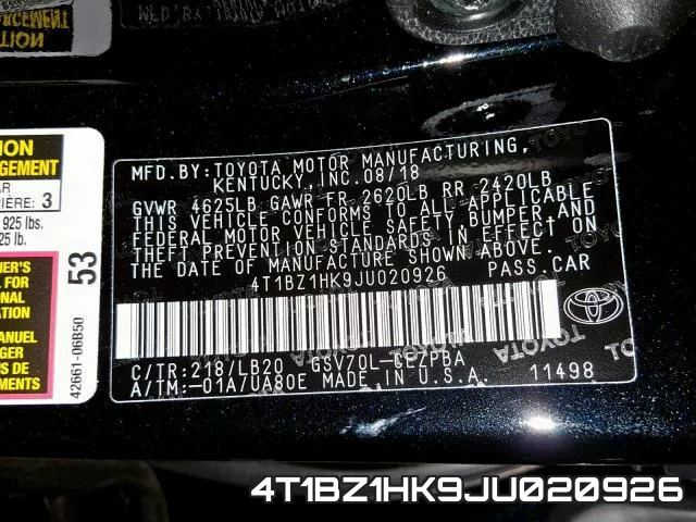 4T1BZ1HK9JU020926 фото 2