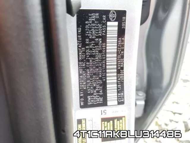 4T1C11AK8LU314486 фото 2