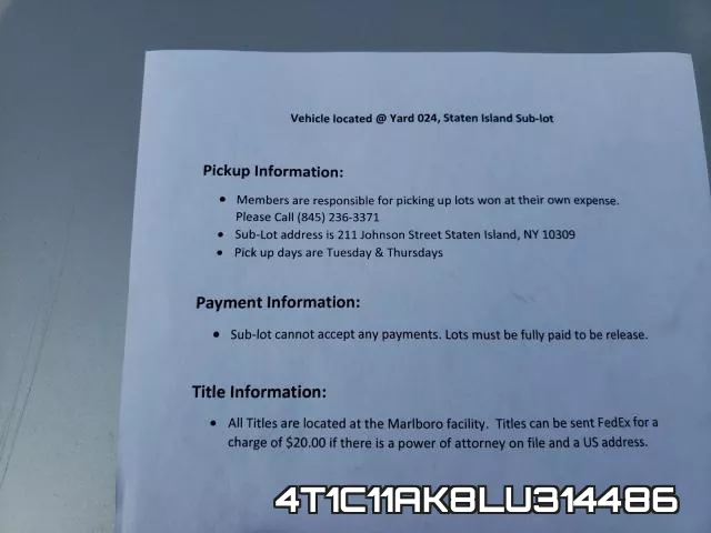 4T1C11AK8LU314486 фото 10