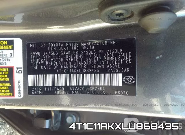 4T1C11AKXLU868435 фото 10
