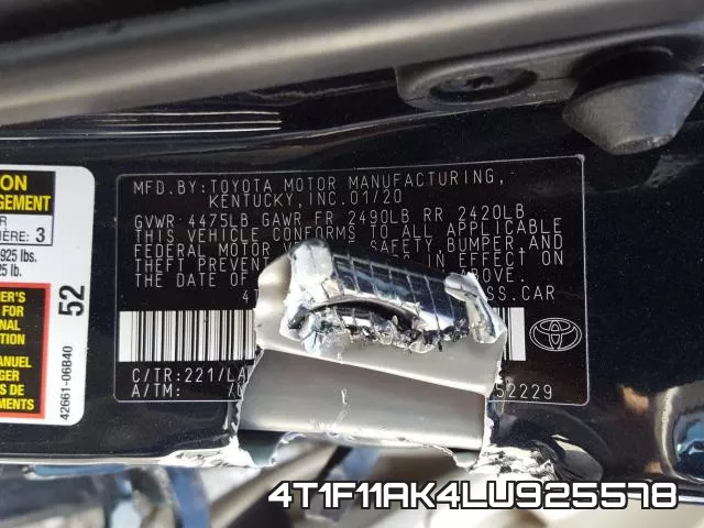 4T1F11AK4LU925578 фото 2