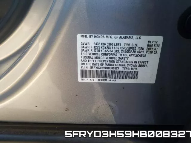 5FRYD3H59HB008327 фото 2