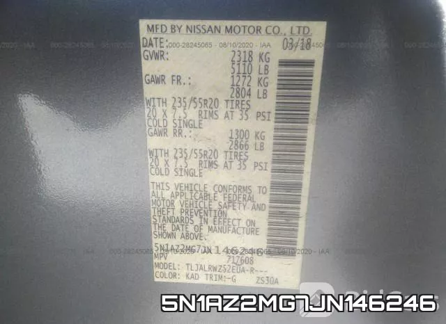 5N1AZ2MG7JN146246 фото 10