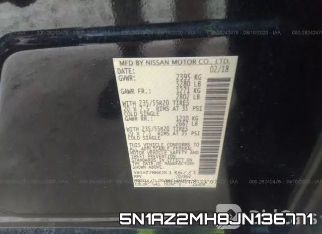 5N1AZ2MH8JN136771 фото 10