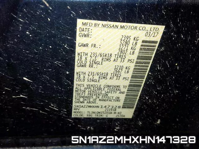 5N1AZ2MHXHN147328 фото 2