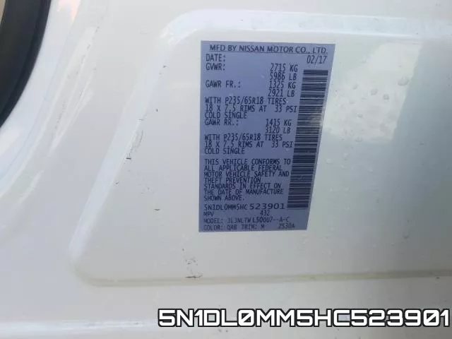 5N1DL0MM5HC523901 фото 2