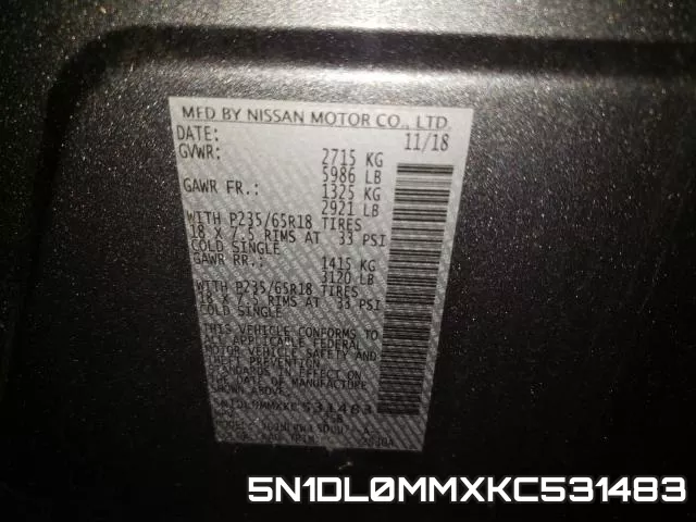 5N1DL0MMXKC531483 фото 2