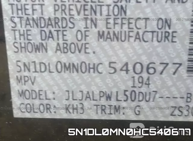 5N1DL0MN0HC540677 фото 10