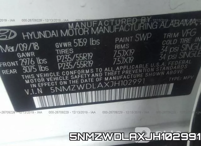 5NMZWDLAXJH102991 фото 10