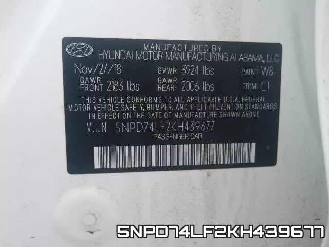 5NPD74LF2KH439677 фото 2