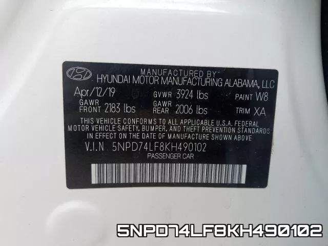 5NPD74LF8KH490102 фото 2