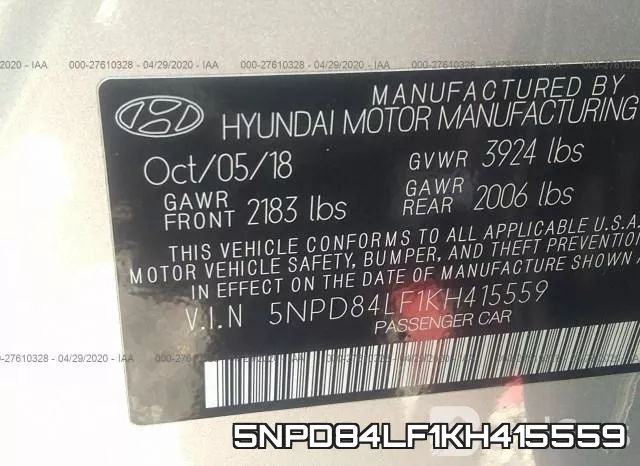 5NPD84LF1KH415559 фото 10