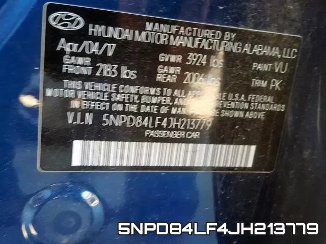 5NPD84LF4JH213779 фото 2