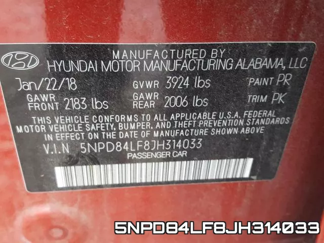 5NPD84LF8JH314033 фото 2