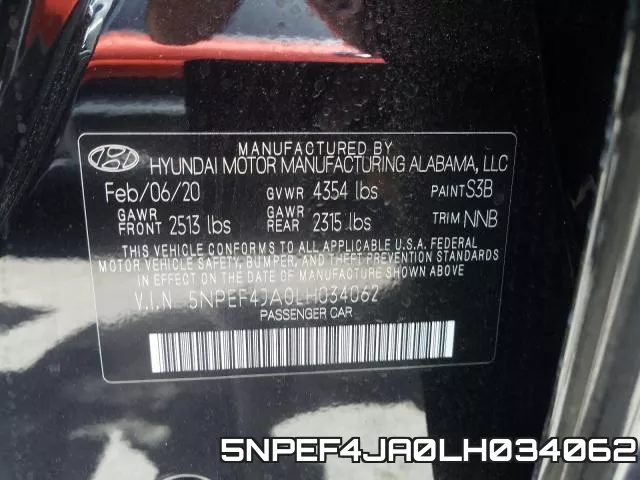 5NPEF4JA0LH034062 фото 2