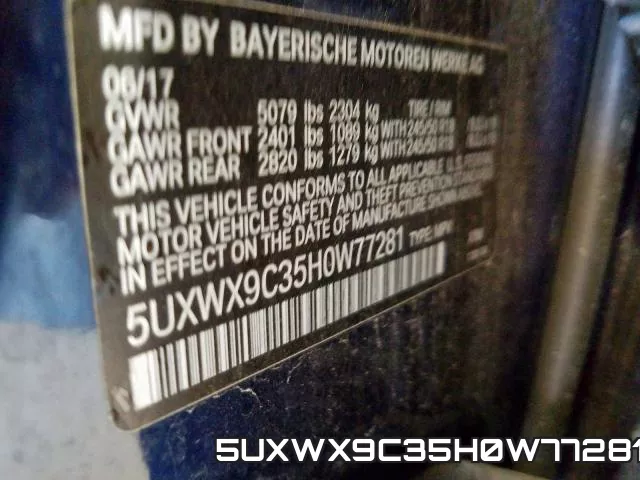 5UXWX9C35H0W77281 фото 2