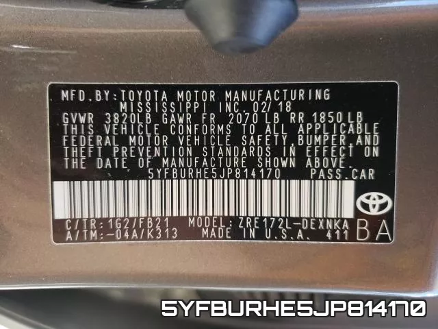 5YFBURHE5JP814170 фото 2