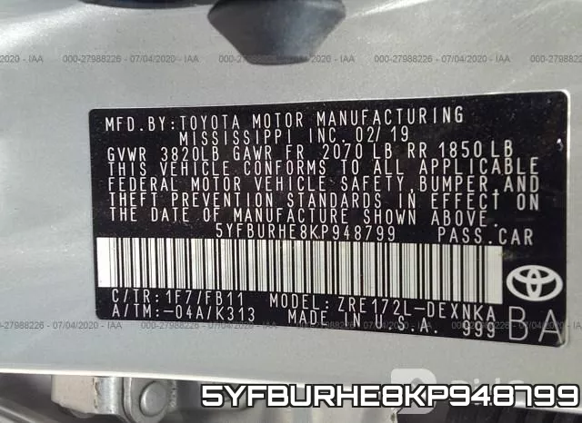 5YFBURHE8KP948799 фото 10