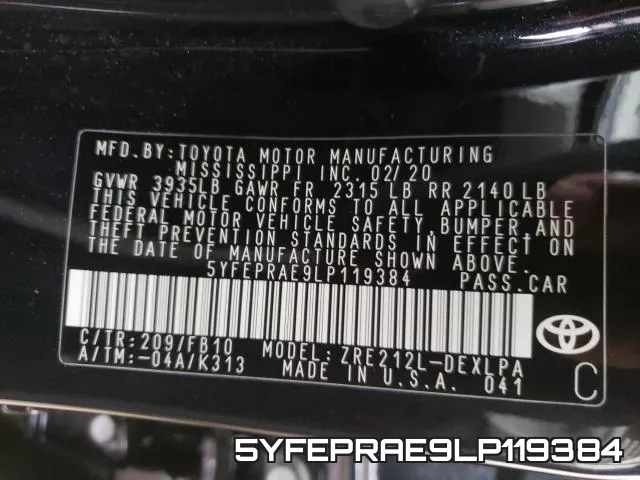 5YFEPRAE9LP119384 фото 2