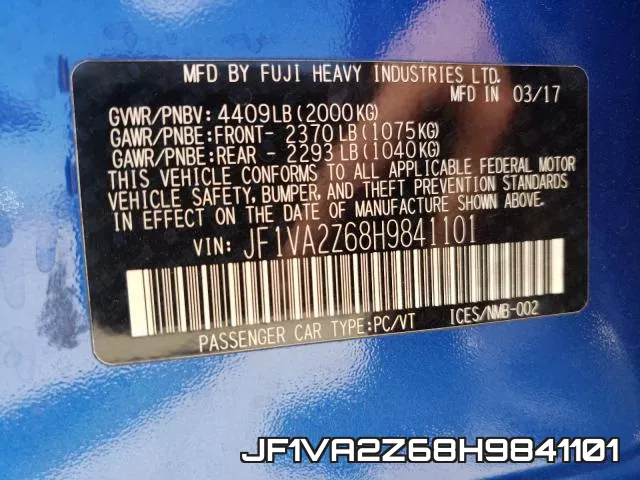 JF1VA2Z68H9841101 фото 2