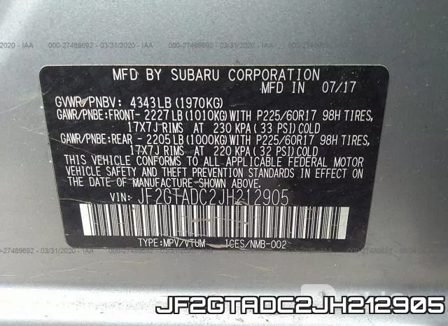 JF2GTADC2JH212905 фото 10