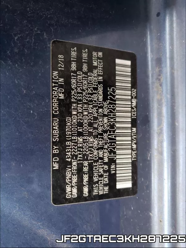 JF2GTAEC3KH287225 фото 2