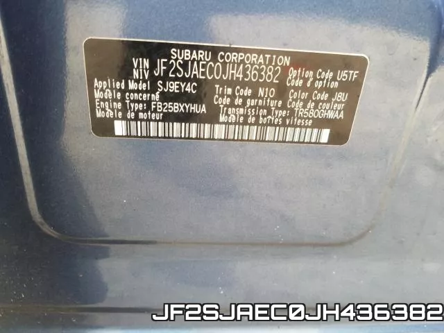 JF2SJAEC0JH436382 фото 2