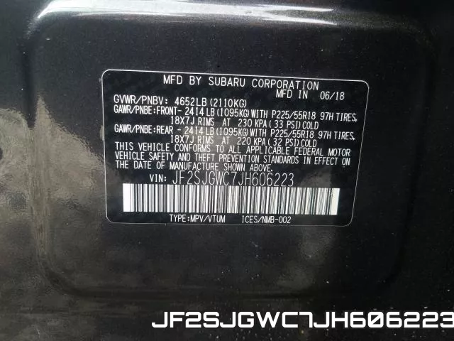 JF2SJGWC7JH606223 фото 2