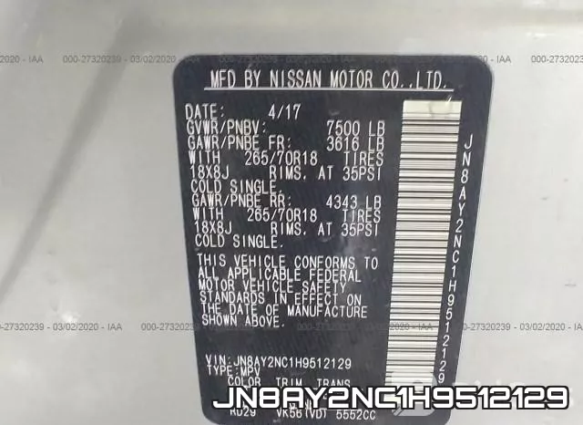 JN8AY2NC1H9512129 фото 10