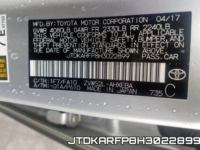 JTDKARFP8H3022899 фото 2