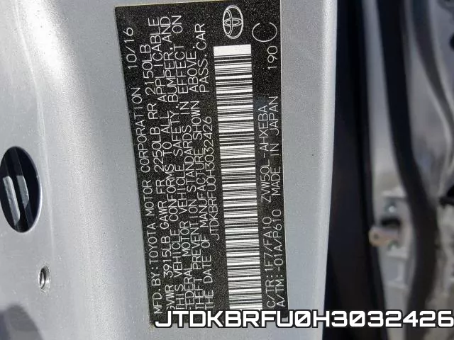 JTDKBRFU0H3032426 фото 2