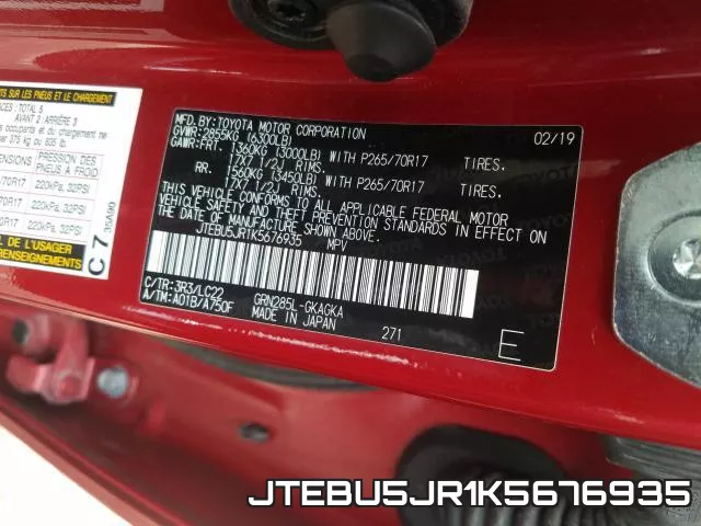 JTEBU5JR1K5676935 фото 2