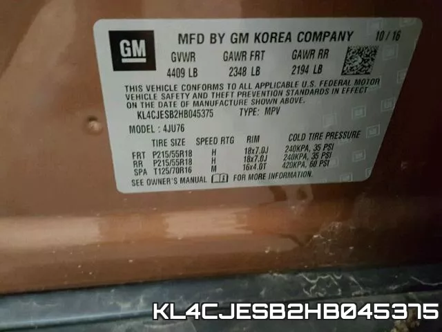 KL4CJESB2HB045375 фото 2