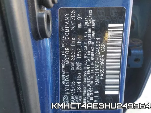 KMHCT4AE3HU249964 фото 2