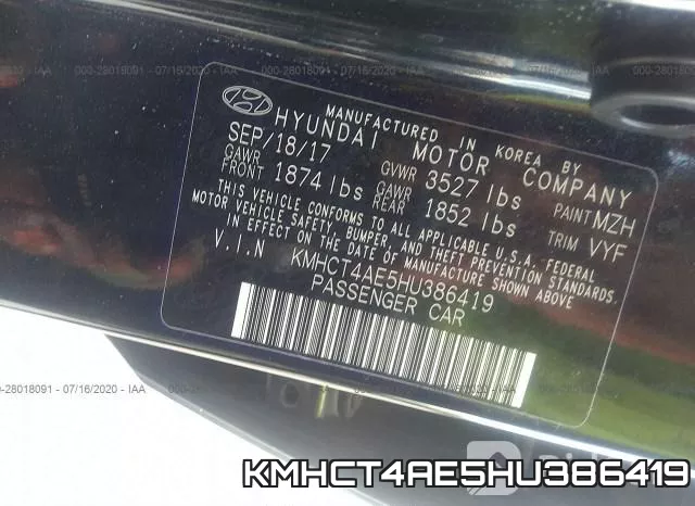 KMHCT4AE5HU386419 фото 9