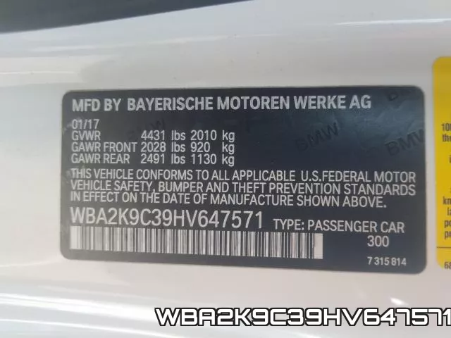 WBA2K9C39HV647571 фото 2