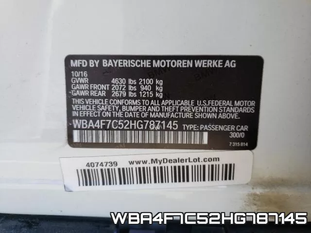 WBA4F7C52HG787145 фото 2