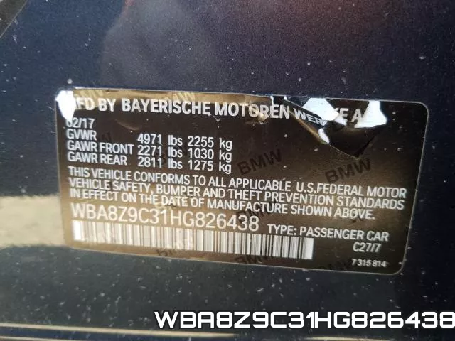 WBA8Z9C31HG826438 фото 2