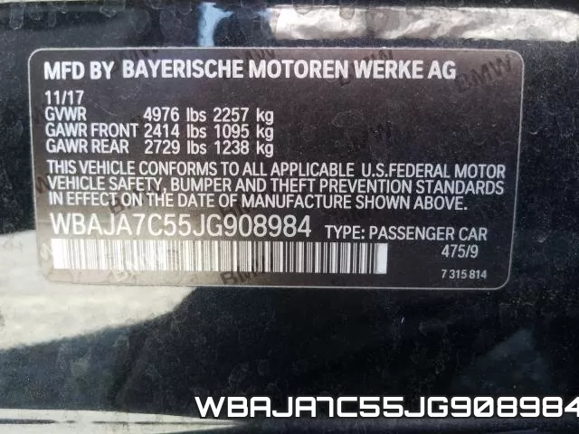 WBAJA7C55JG908984 фото 2